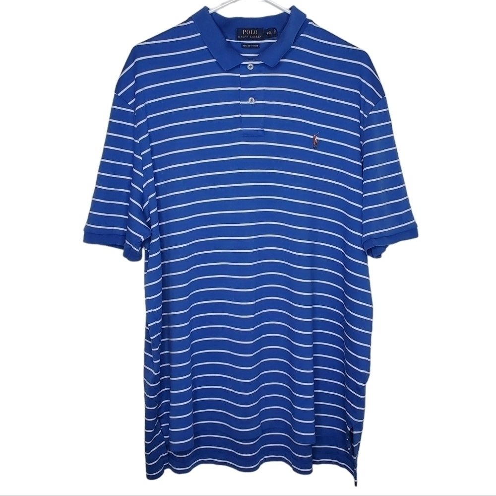 Polo by Ralph Lauren Men's Polo Shirt Size XXL Blue and White Striped Casual